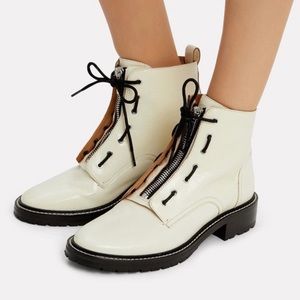 Rag & Bone Cannon Crinkle Leather Boots In Antique White Size: 37